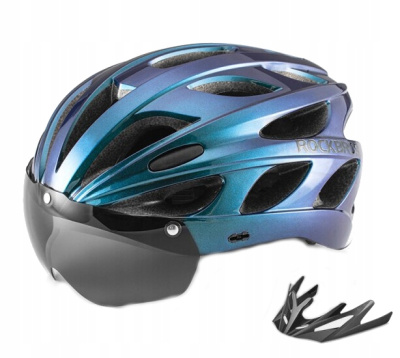 Велошлем Rockbros TT-16 Wind Mirror, хамелеон синий