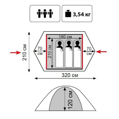 Палатка Tramp Lite Tourist 3 песочный